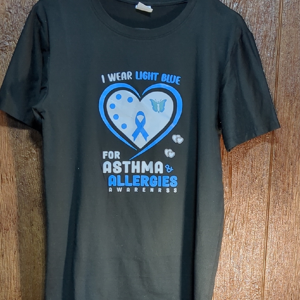 Asthma Awareness Allergies Wear Blue Adult Small Tshirt